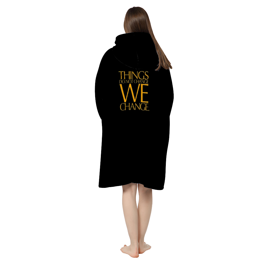 Custom Adults' All Over Print Pullover Hooded Lounger Long Hoodie Pajamas Sherpa Hooded Blanket