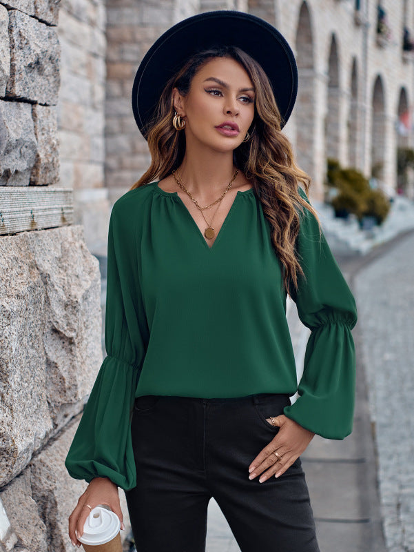 V-neck loose casual autumn and winter women's tops