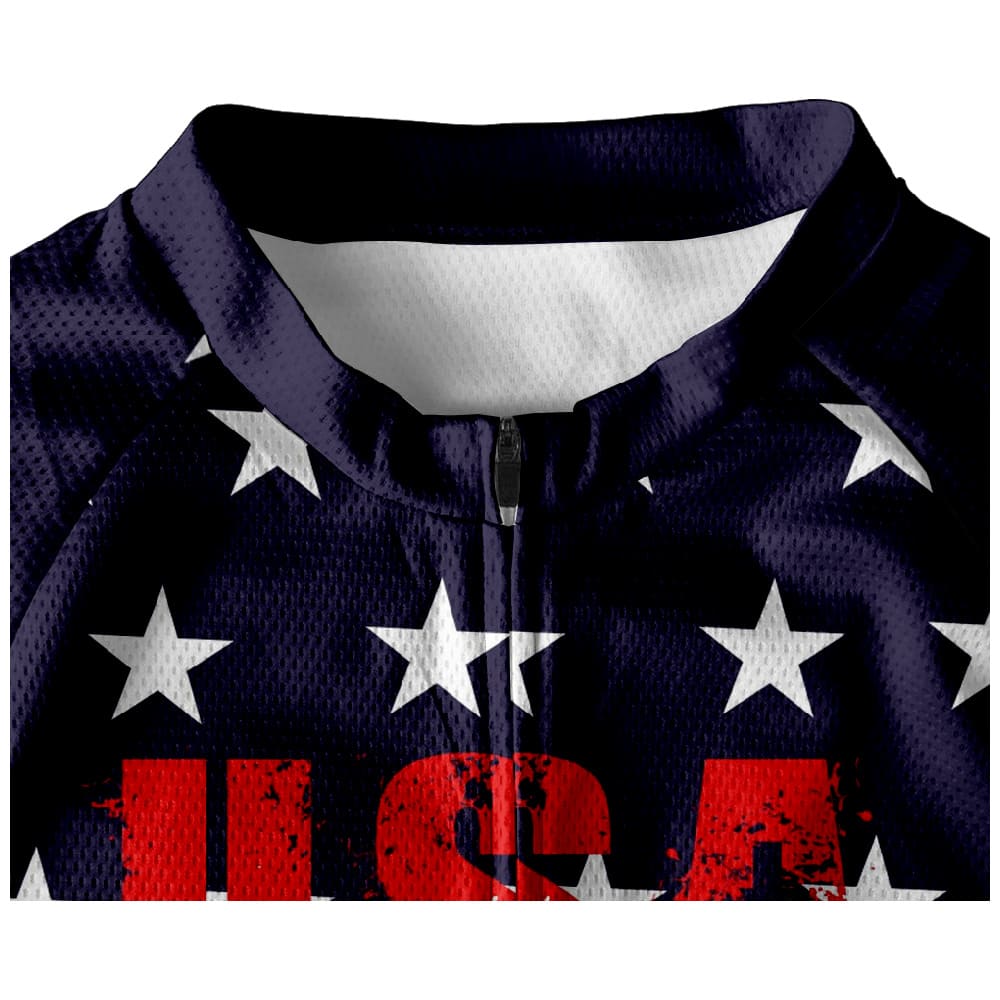 Flag Patriotic Cycling Jersey Star & Stripe Flag Pattern Men's Cycling Shirt Mesh Breathable Activewear Cycling Top