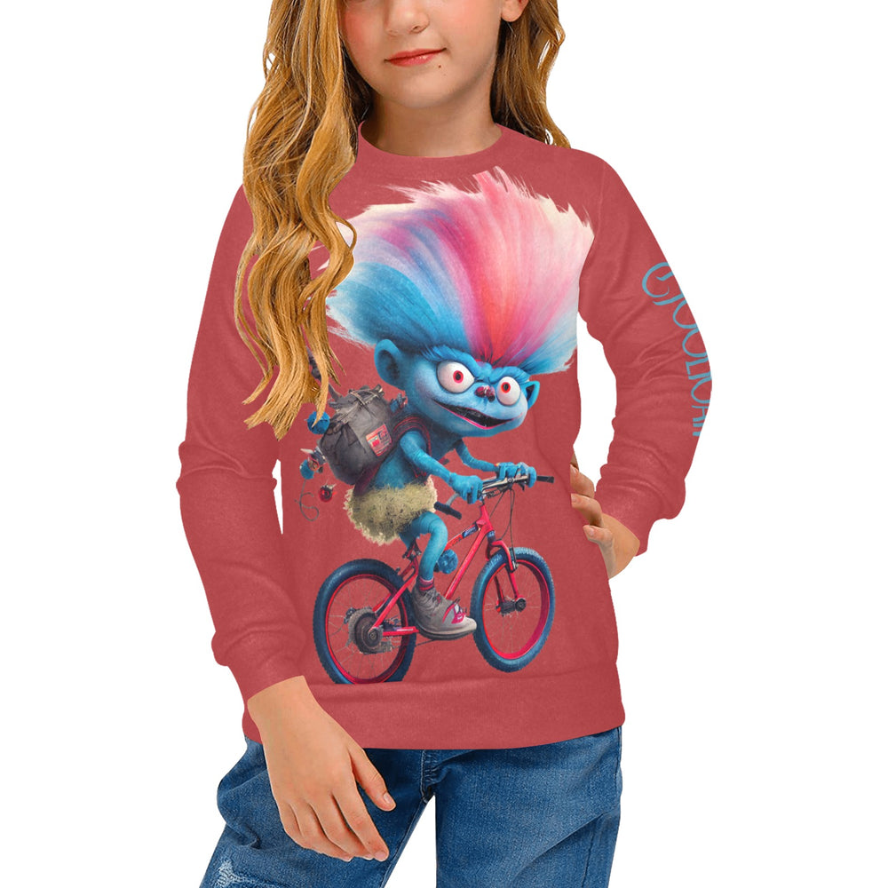 Girls' All Over Print Crew Neck Sweater(H49)