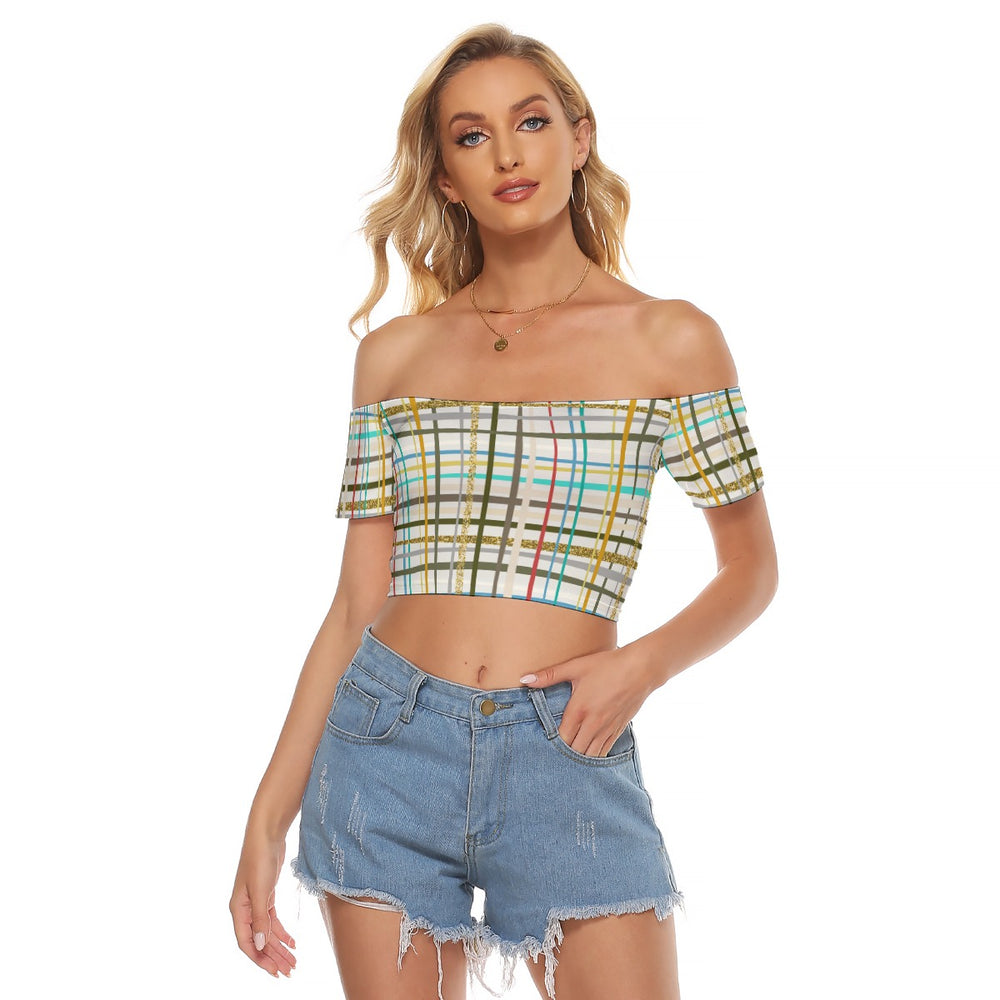 All-Over Print Women's Off-shoulder Cropped T-shirt