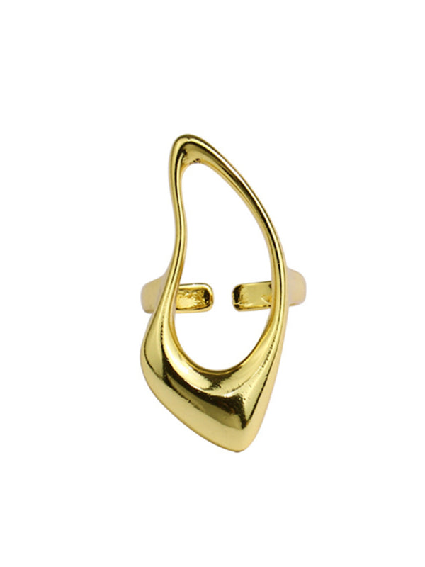 Simple style design, versatile metal texture hollow ring