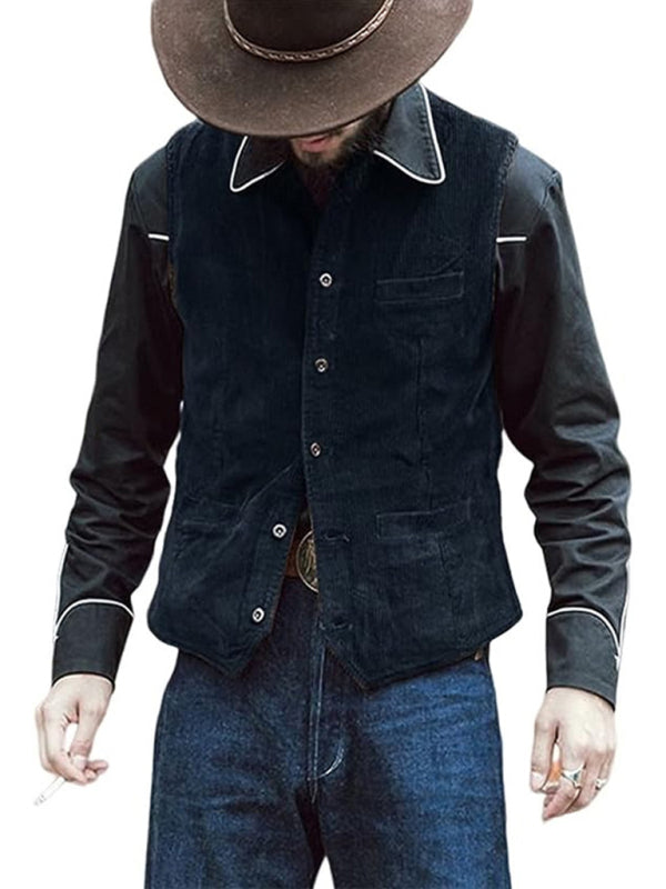 Men's solid color casual vest V-neck slim retro vest