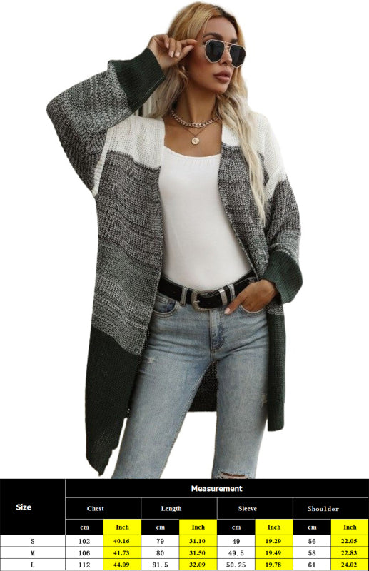 Women's Black And White Contrast Sweater Cardigan