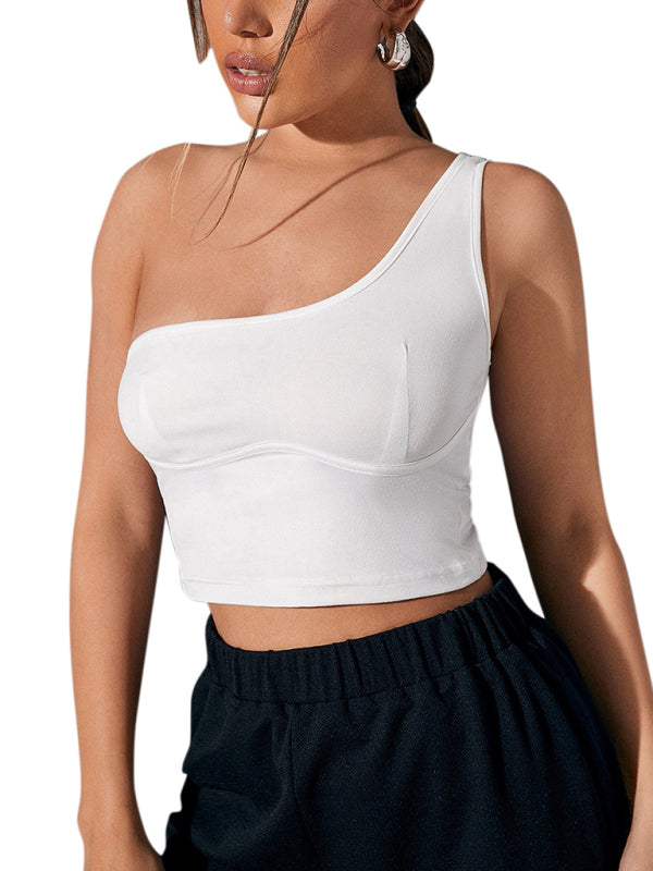 Women's shoulder strap navel sexy backless vest