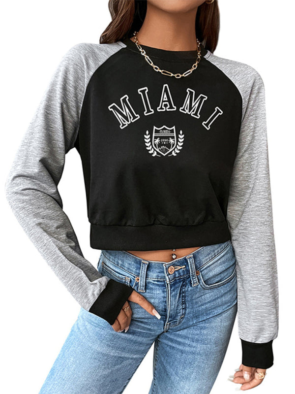 Women's Cropped Raglan Long Sleeve Sweatshirt