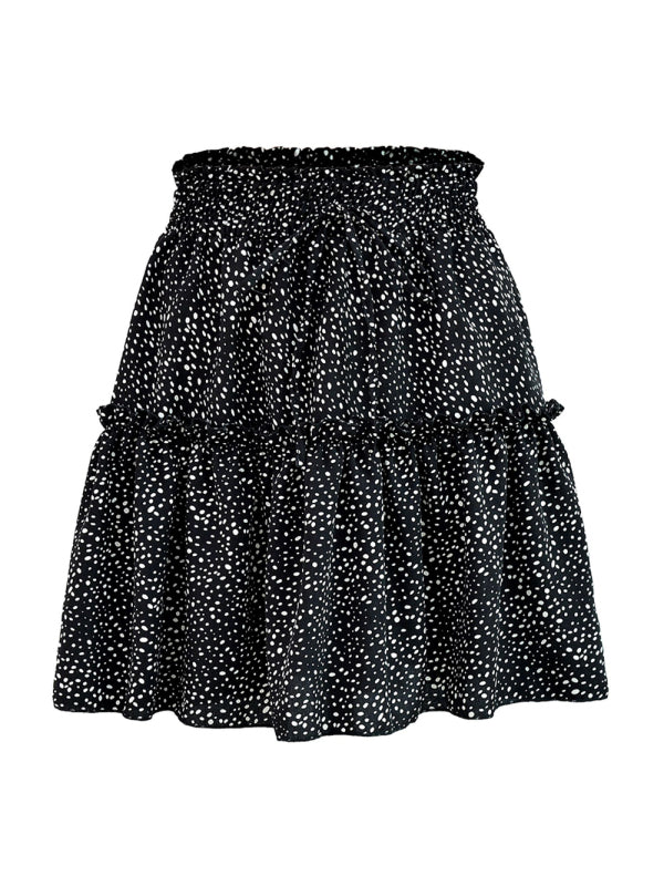 Women's Solid Color Tiered Ruffle Waist Tie Mini Skirt