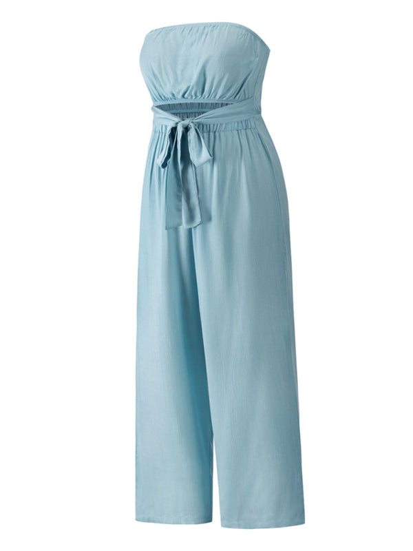 Women's Strapless Tie-waist Jumpsuit