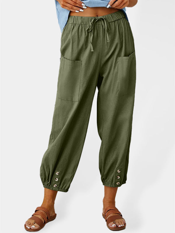 Women's Solid Color Parachute Cargo Pants