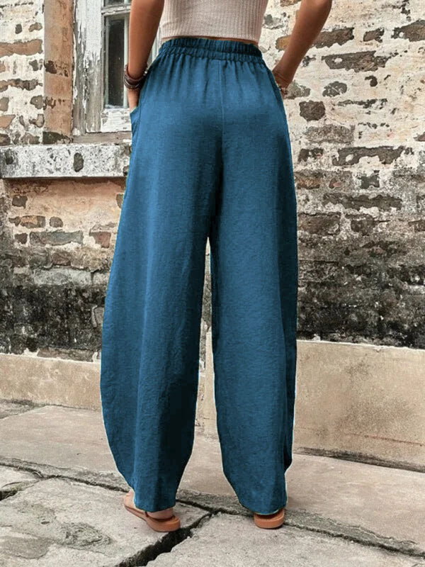 Women's Pants Solid Color Pocket Women's Casual Pants Elastic Pants Trousers