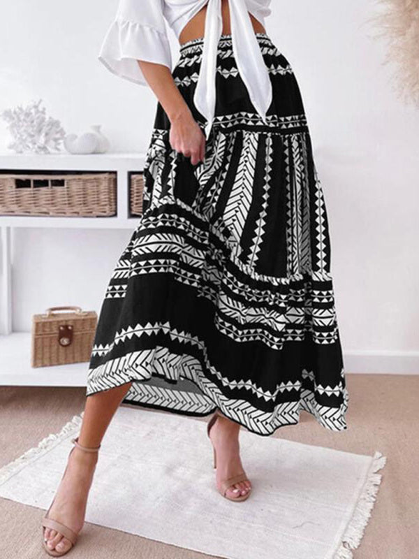 Women's Ethnic Style Irregular Stripe Printed Skirt