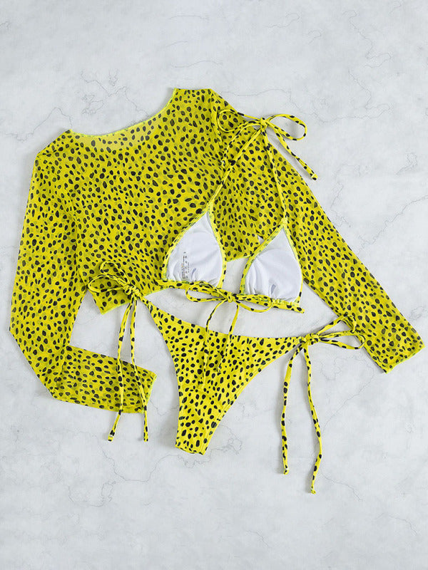 Women's Polka Dot Print Three Piece Bikini Sets