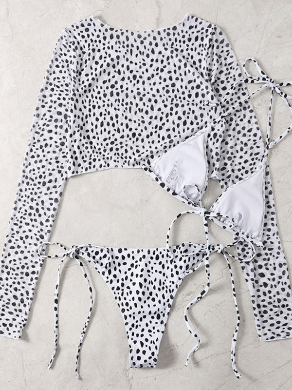 Women's Polka Dot Print Three Piece Bikini Sets