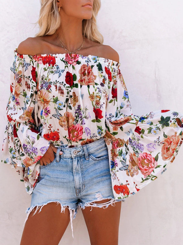 Women's Off-The-Shoulder Floral Print Blouse