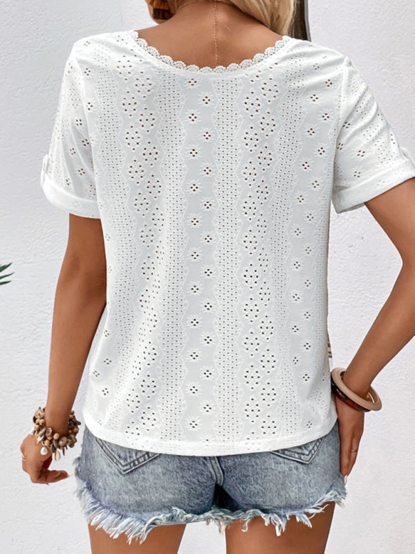 Summer new women's clothing reversible white blouse