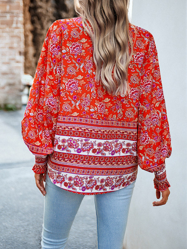 Women's Printed Vacation Casual Long Sleeve Top