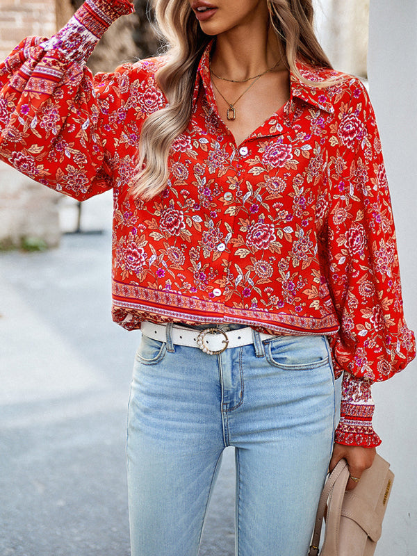 Women's Printed Vacation Casual Long Sleeve Top