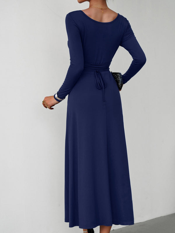 Women's Fashion Casual Elegant Waisted Long Sleeve Dress