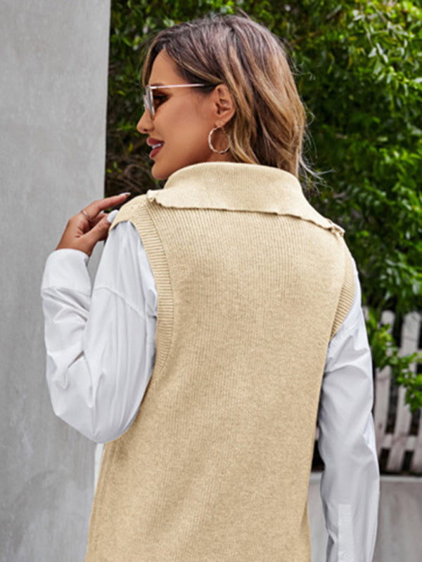 Premium gray V-neck sweater vest new design sleeveless waistcoat top loose pullover vest