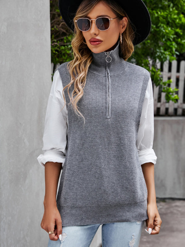 Premium gray V-neck sweater vest new design sleeveless waistcoat top loose pullover vest