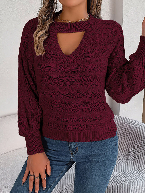 New casual hollow twist long-sleeved pullover sweater