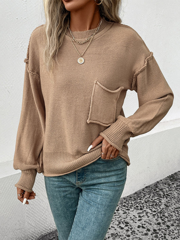 New long sleeve solid color autumn sweater