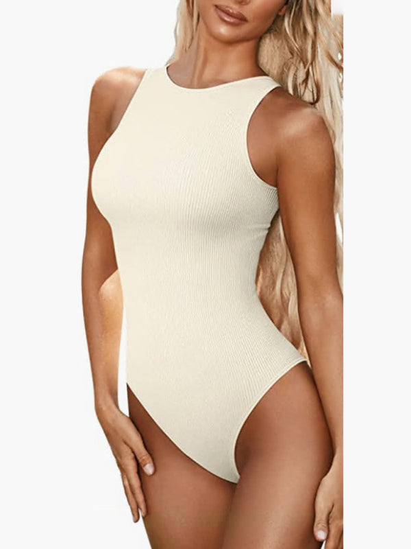 women‘s sexy  round neck  sleeveless bodysuit