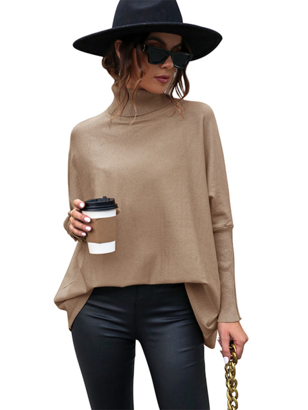 New women's mid-length solid color turtleneck sweater