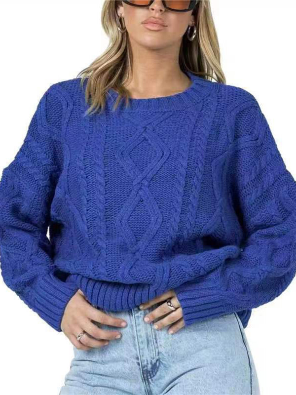 New fashionable and comfortable woolen round neck long-sleeved sweater