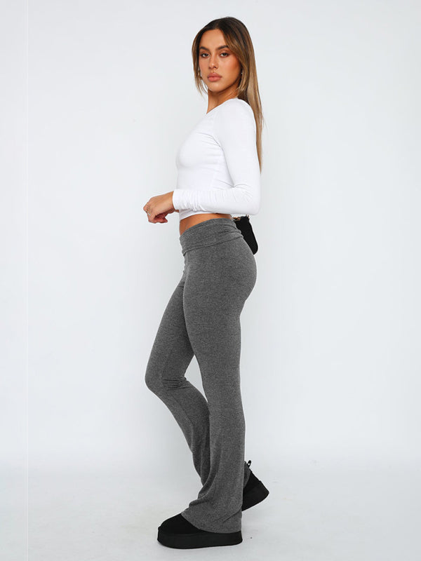 Women's New Fashionable Solid Color Comfortable Slimming Low Waist Flare Pants