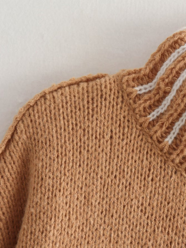 Women's warm half turtleneck loose top pullover sweater
