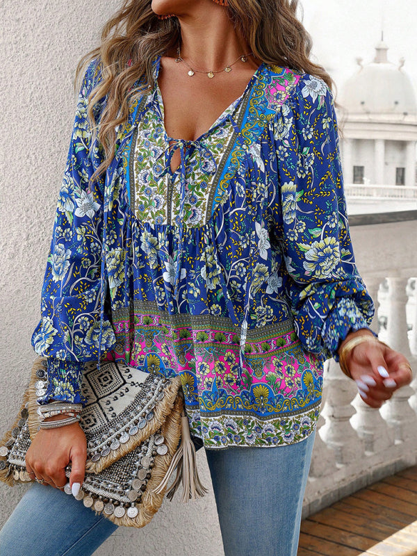Women's Bohemian Casual Floral Print blouse