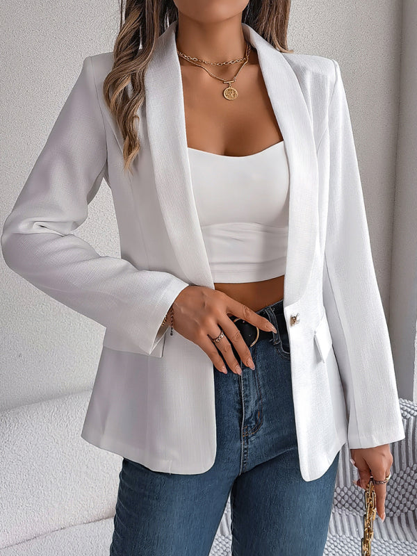Feminine solid color long-sleeved one-button blazer