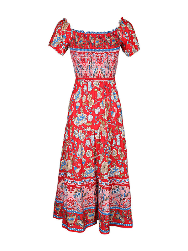 Women's new ethnic style one-neck printed dress