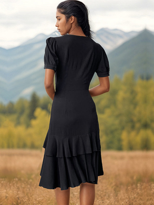 Women's New Solid Color Irregular Slim Dress