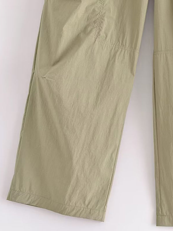 Women's Casual Zippered Thread Decorated Trousers