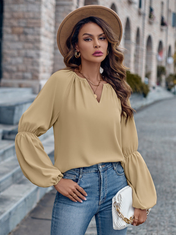 V-neck loose casual autumn and winter women's tops