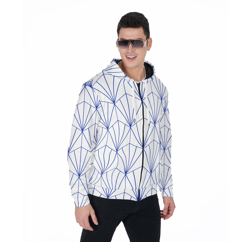 All-Over Print Zip Up Hoodie With Pocket