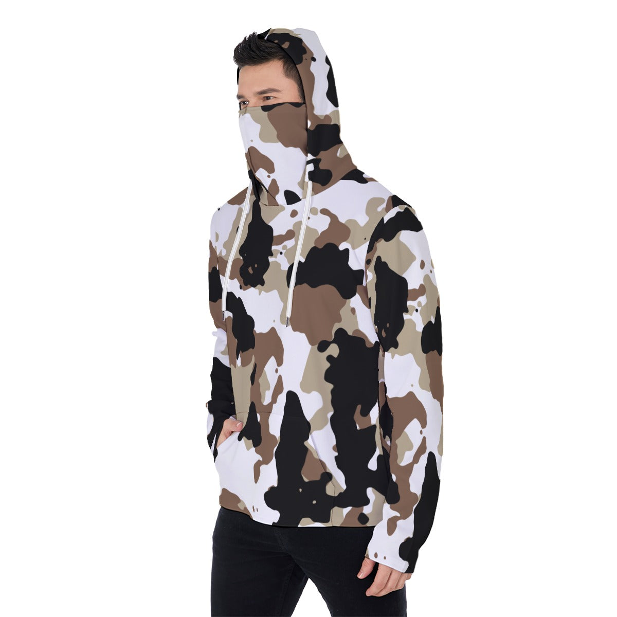 All-Over Print Men's Heavy Fleece Hoodie With Mask