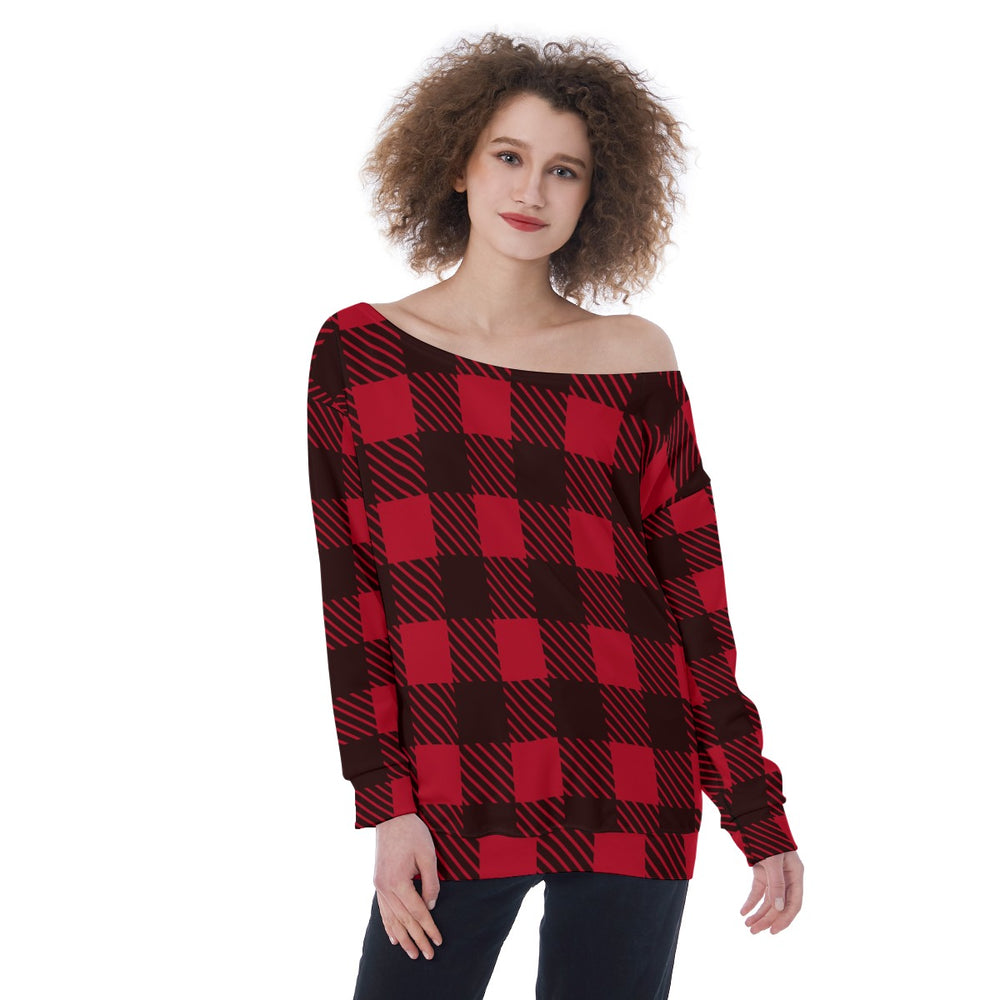 All-Over Print Oversized Women's Off-Shoulder Sweatshirt