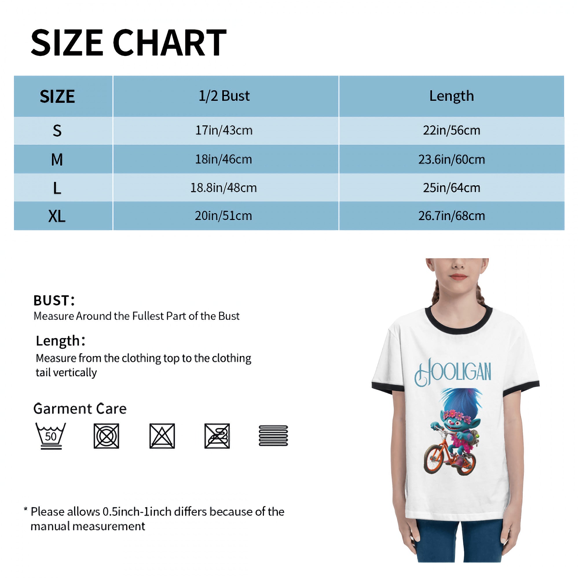 HC_C19 Teen Girls' Contrast Color T-shirt