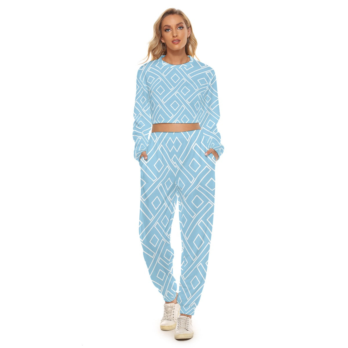 All-Over Print Women's Crop Sweatshirt Suit