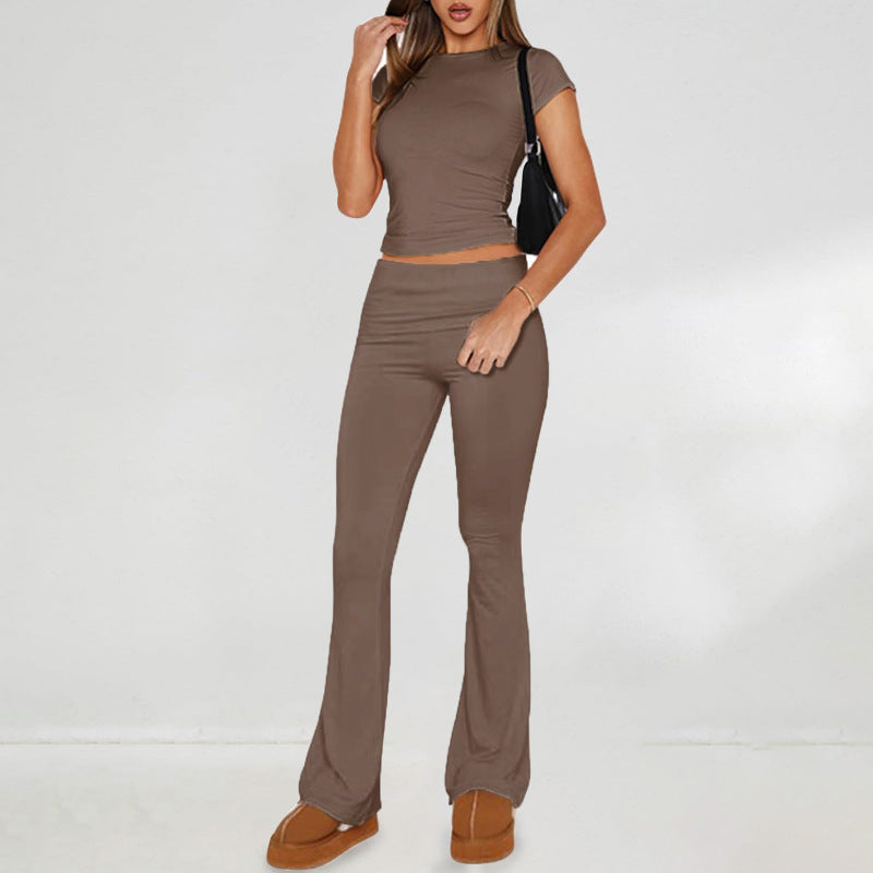 Women's Casual Solid Color Slim Short Sleeve Suit