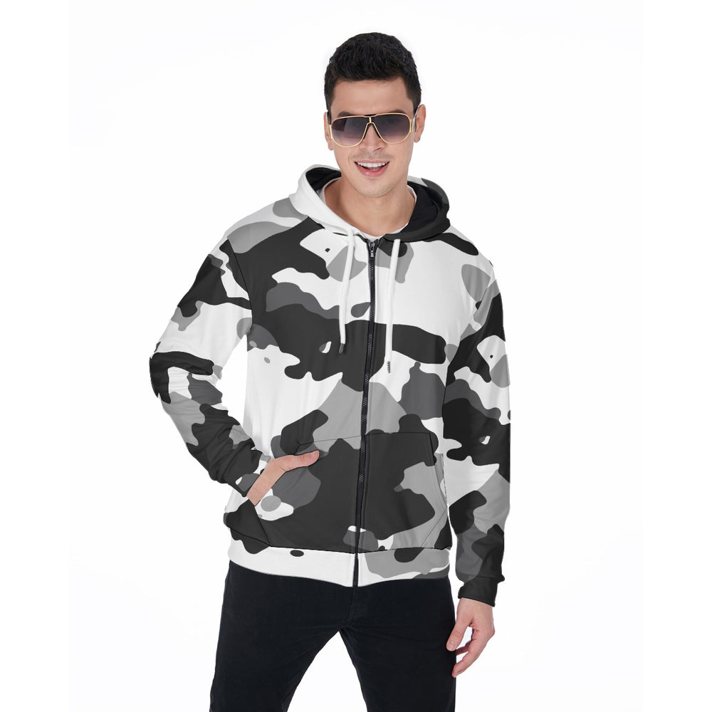 All-Over Print Zip Up Hoodie With Pocket